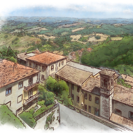 Иллюстрации для отеля Rocca Contrada в Италии