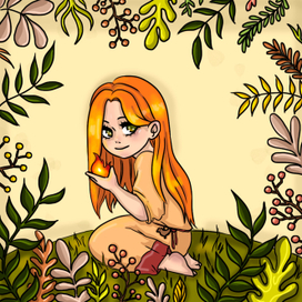 Растровая иллюстрация в теплой палитре