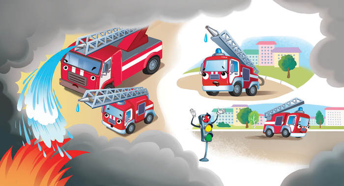 Сонные сказки про машинки. Книжки-картонки. Баю-бай, пожарная машинка! изд Клевер