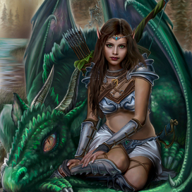 Эльфийка и дракончик