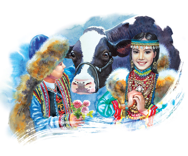 те же дети, но в башкирских костюмах