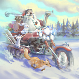 Санта на мотоцикле 
