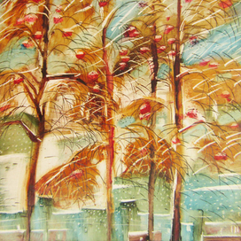 3. Иллюстрация к книге стихов Е. Леоновой Бессонница. 2016, масло, мел. картон 12,5х16