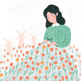 Девушка вяжет