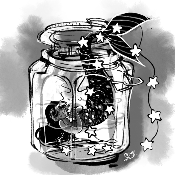 Русалочка, живущая в ночнике и согреваемая гирляндой из звезд.