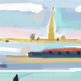 ловит рыбу в неве