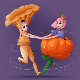 Осенний гриб и тыква
