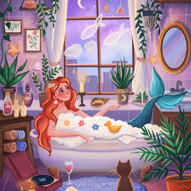 Русалочка в ванной