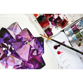 Аметист, кристалл, акварель 2018г.