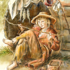 Приключения Гекльберри Финна. Иллюстрация на обложку.