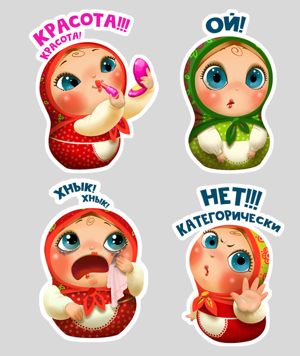 Стикеры с матрешками