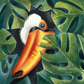 Тукан в листьях