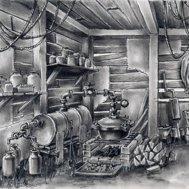 эскиз декорации к фильму "Три дня с придурком" реж. А.Козлов