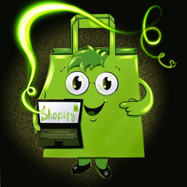 Веб - персонаж для магазина . Бумажный пакет Green.