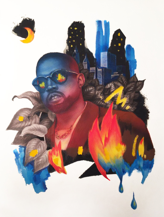 портрет репера Kaney West