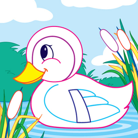 Уточка. Детская раскраска.