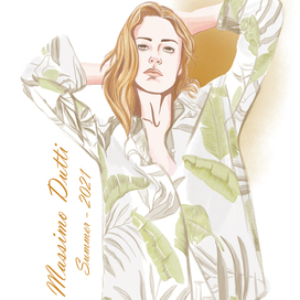 Digital illustration of the fashion model