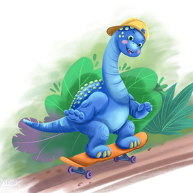 Динозаврик на скейте