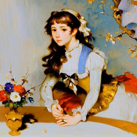 портрет девушки, в стиле масляной живописи