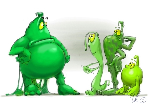 Персонажи для рекламы средства от кашля (это мокрОта). Для Euro RSCG Moradpour