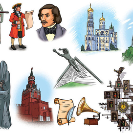 Иллюстрации к изданию о Москве для "Азбукварик". 