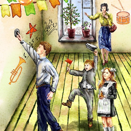 Иллюстрация к книге Е. Гринина "Следы на снегу", издательство "Учитель"