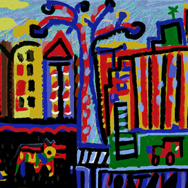 Мальчик с красной собакой