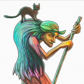 Баба Яга и кот.