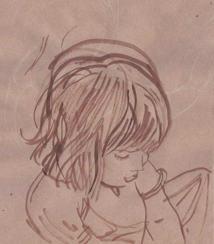 набросок,голова девочки