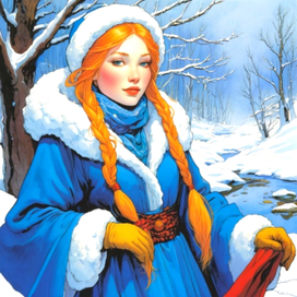 Снегурочка в зимнем лесу