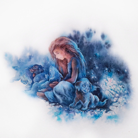 С крылатыми щенками 