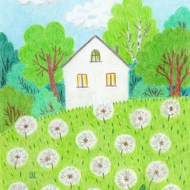 Домик и одуванчики