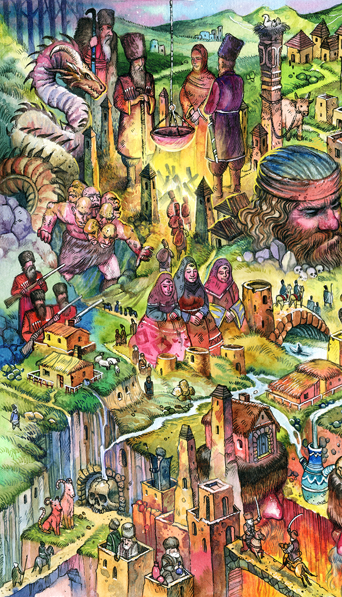 Фрагмент иллюстрации "Мифы народов Кавказа"