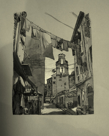 Графика "Уголок жизни в городе"