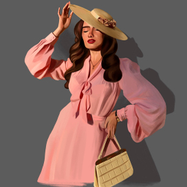 Fashion иллюстрация девушки в винтажном образе