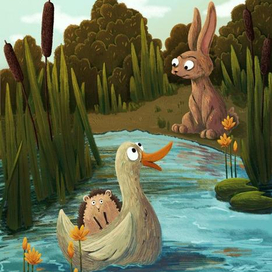 Уточка, ежик и зайчик