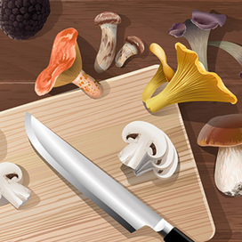 Грибы на разделочной доске