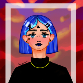 Голубоволосая девочка