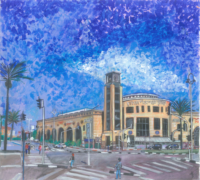 Холон. Серия"Города Израиля".Жанр живописи:Пуантилизм, Импрессионизм.Иллюстрация для еврейского календаря.Художник Марат Брызгалов. Техника исполнения бумага, акриловые краски,кисти. Календарь напечатан в Москве 2020 году.