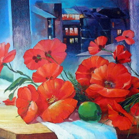 Вечерний натюрморт.Маки.