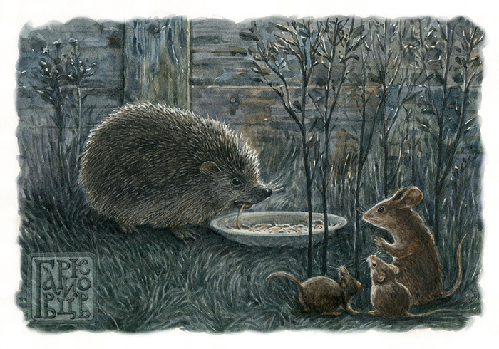 Ёжик любит лапшу