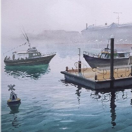 ,,Туманный день в рыбацкой деревне Хоут,,