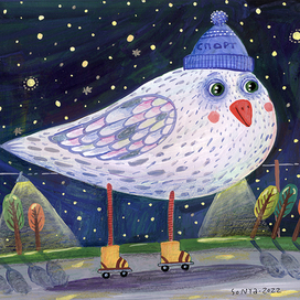 Птица на роликовых коньках