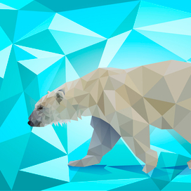 низко-полигональный белый мишка