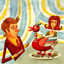 Иллюстрация в газету «Газета» | Из серии критических статей про рестораны