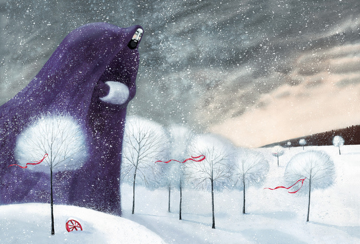 Иллюстрация к сказке О. Уайлда "Великан-Эгоист"