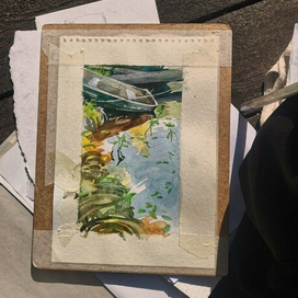 Акварельныц этюд лодки