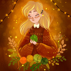 Иллюстрация уютное вязание