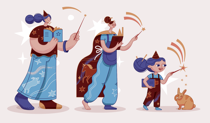 Персонаж в разных стилях | Векторная иллюстрация