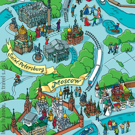 Иллюстрации для каталога туристической компании.